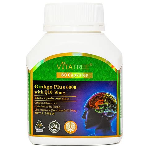 Ginkgo Plus 6000 With Q10 50mg Viên uống cải thiện trí nhớ