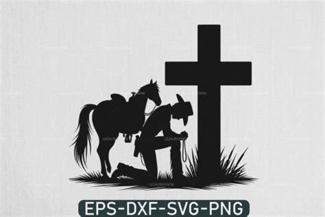 Cowboy Praying at Cross Cowboy Kneeling Graphic by uzzalroyy9706 · Creative Fabrica