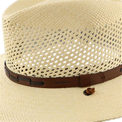 Mens Stetson Airway Panama Straw Safari Hat Vented Crown