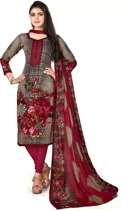 Saara Crepe Printed Floral Print Salwar Suit Material Price In India