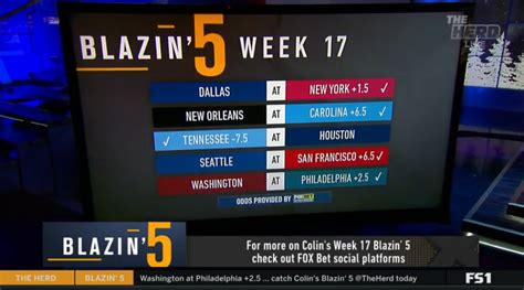 Blazing 5: Colin Cowherd Week 17 NFL Picks 2020 On Fox Sports