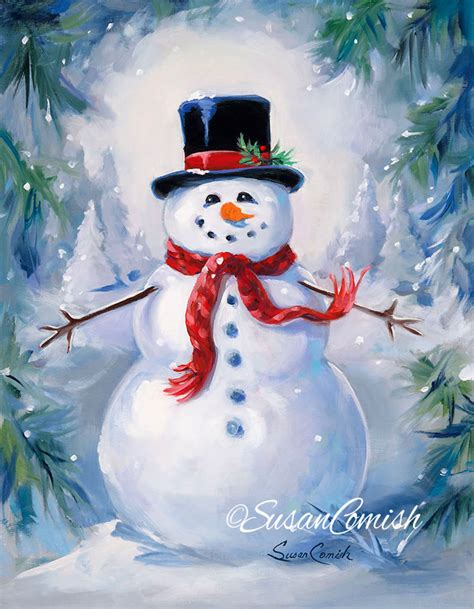 A Frosty Snowman. A Susan Comish Art original image.