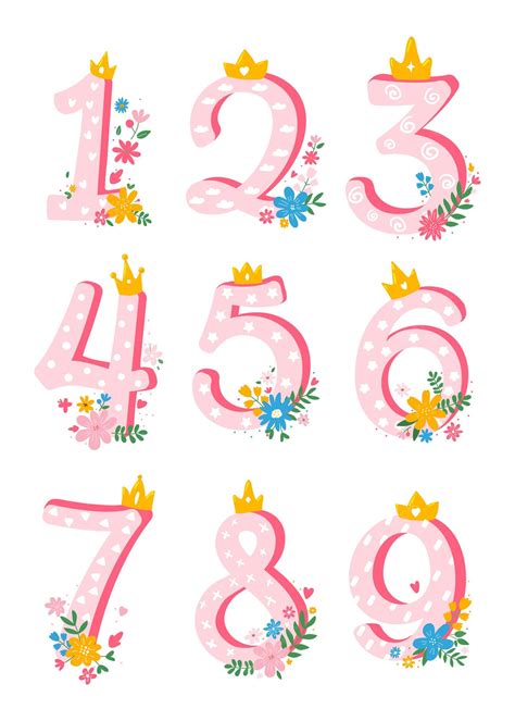 Premium Vector Set Of Cutecartoon Girly Numbers From 1 To 10 With