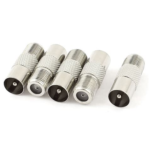 F Type Female To Tv Pal Male Jack Fm Rf Coax Coaxial Adapter Connector 5pcs