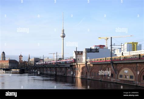 Berlin, December 28, 2023, view across the Spree to the Berlin ...