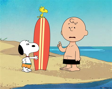 Snoopy Y Charlie Brown En La Playa 4K Descarga De Fondo De Pantalla