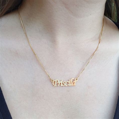 Colar Nome Personalizado Folheado A Ouro 18k Priscila Melo Joias