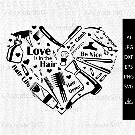 Hairdresser Heart Svg Png Hair Stylist With Love Svg Hairstylist Logo