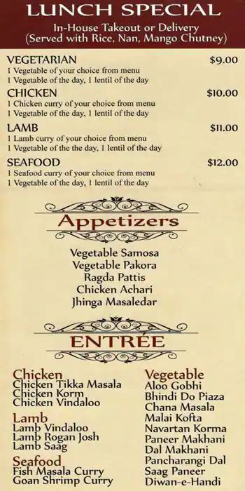 Menu At Himalayan Curry House Restaurant West New York 254 W 108th St