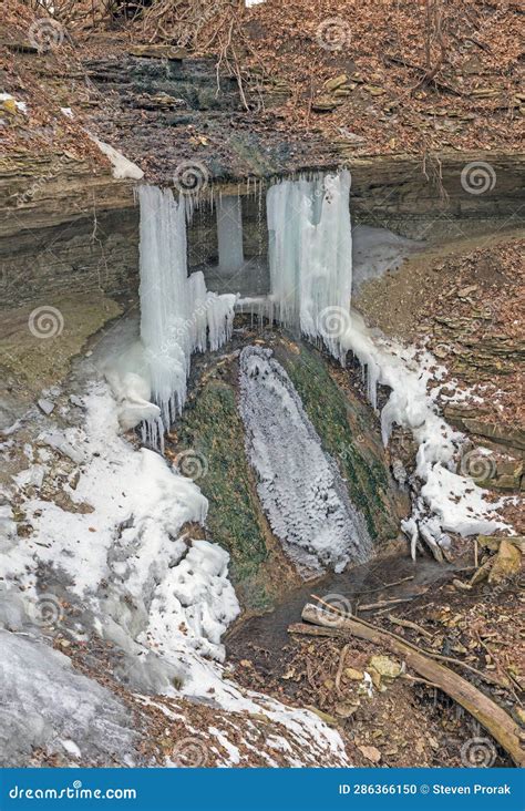 Frozen Waterfall in the Woods Stock Photo - Image of nature, falls ...