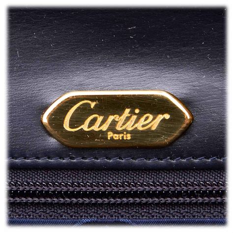 Cartier Vintage Leather S De Cartier Sapphire Black Leather