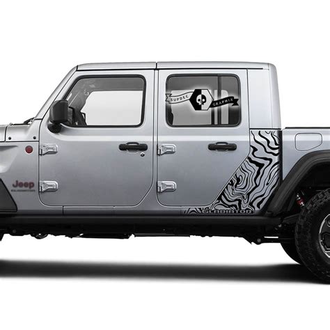 Jeep Gladiator Side Contour Map Body Vinyl Graphic Stripes Kit 2018 2021