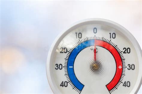 Outdoor Thermometer Indicates Melting Point Temperature Stock Image - Image of weather, round ...