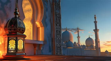 Majestic mosque for islamic new year celebration with fantasy ...