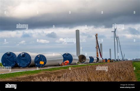 Large wind turbine construction project Stock Photo - Alamy