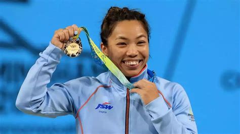 Watch Mirabai Chanu Lifts Kg To Win Indias First Gold Medal At