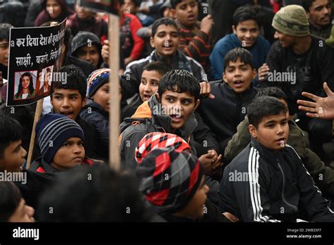 New Delhi India January Under Junior Wrestlers Protesting For