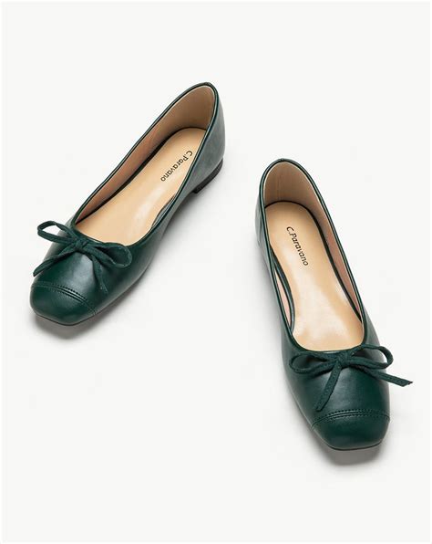 Dark Green Bowknot Ballet Flats | Ballet flats, Flats, Festival shoes