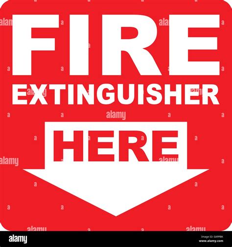 Emergency Fire Extinguisher Here Sign White Firefighting Equipment