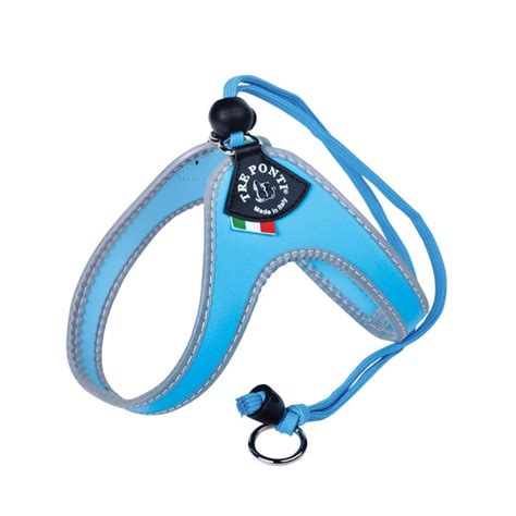 Tre Ponti Classico Harnais Petit Chien Chat Confort Ajustable Bleu