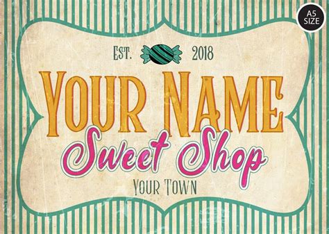 Eliteprint Personalised Sweet Shop Sign Vintage Style Store T