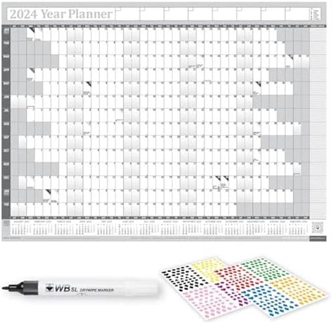 2024 Year Yearly Annual Office Home Wall Planner Calendar Chart Poster