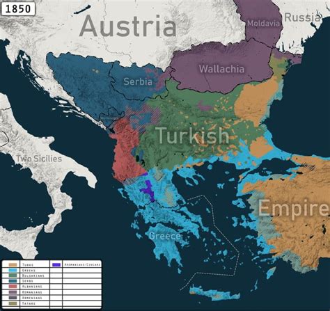 Ethnic Map Of Balkans And Asia Minor 1850