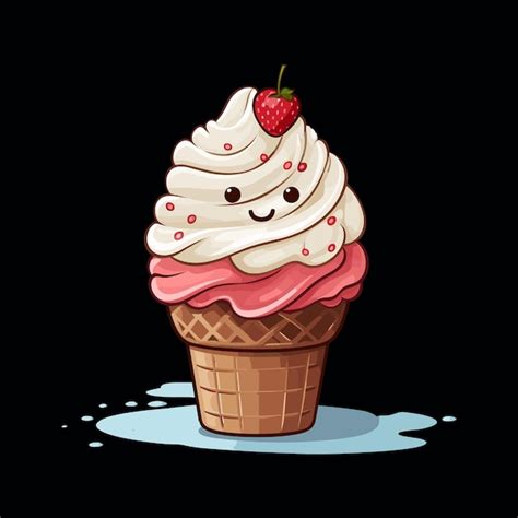 Premium Vector A Cute Cartoon Ice Cream Vector Illustration