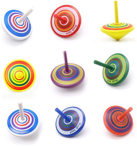 10pcs Colorful Spinning Tops Kids Funny Toys Wooden Gyro Toy Wooden