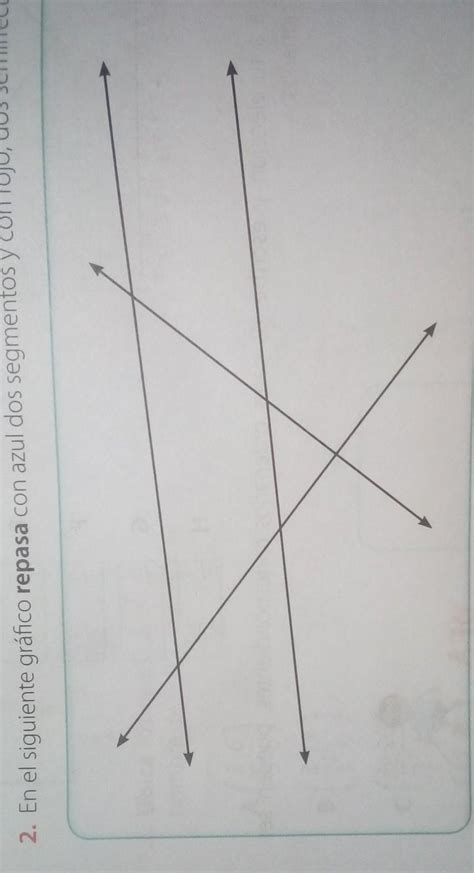 2 En el siguiente gráfico repasa con azul dos segmentos y con rojo