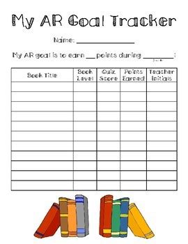 Ar Accelerated Reader Goal Tracker By Th Grade Rocks Tpt