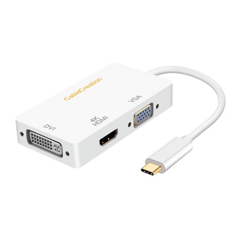 CableCreation 3 In 1 USB C Type C Male To DVI HDMI 4K VGA Female