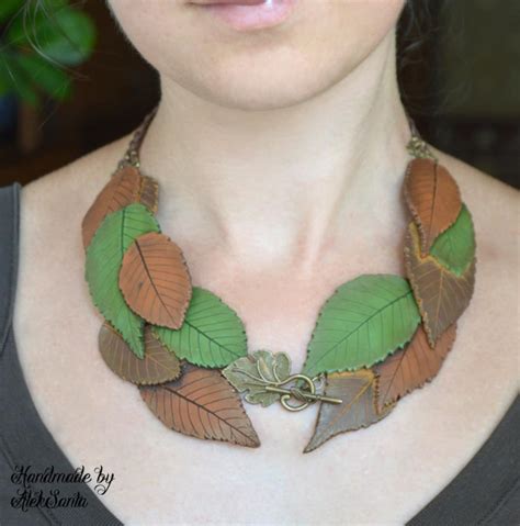 Fall Leaf Jewelry Polymer Clay Jewelry Leaf Necklace Leaf | Etsy