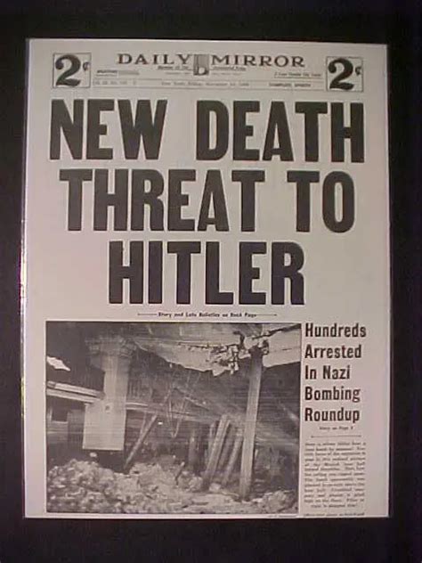 VINTAGE NEWSPAPER HEADLINE World War 2 Nazi Hitler Germany Surrenders