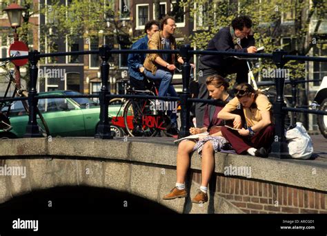 Amsterdam Girl Boat Gracht Canal House Waterway Water Bridge