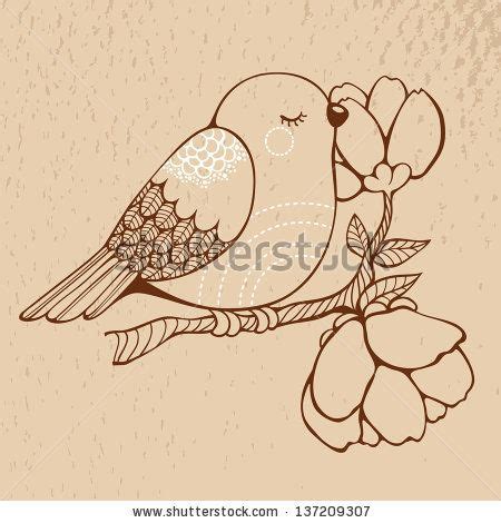 Cute Bird Sitting On Branch Tree Stock Vector Royalty Free 137209307