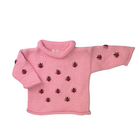 Childrens Pink Ladybug Roll Neck Sweater The Red Wagon