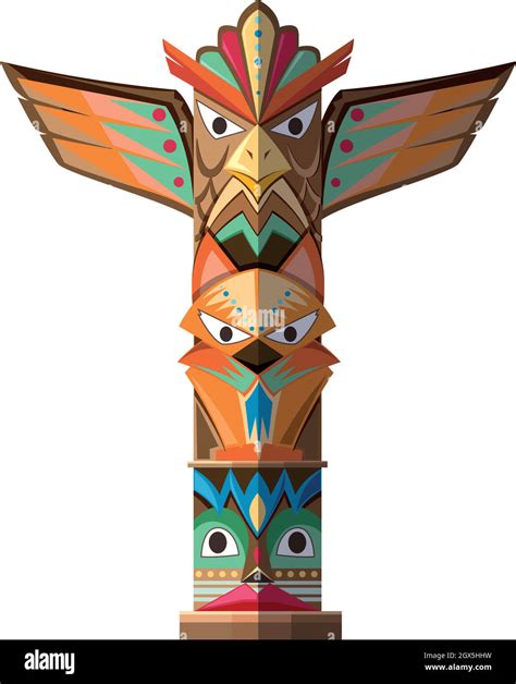 Totem pole con muchos animales de artesanía Imagen Vector de stock Alamy