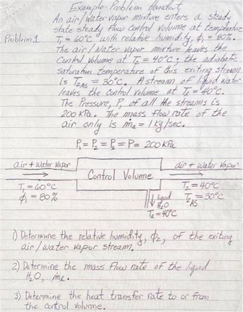 Solved Example Problem Handout An Air Water Vapor Chegg