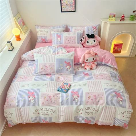 Kawaii Sanrio Melody Bedding Set Quilt Hello Kitty Duvet Cover