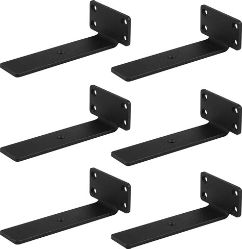 LALAGO 6pcs Equerre Etagere Murale Noire Métal Equerre Charge Lourde