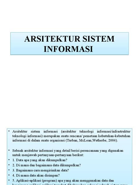 arsitektur sistem informasi