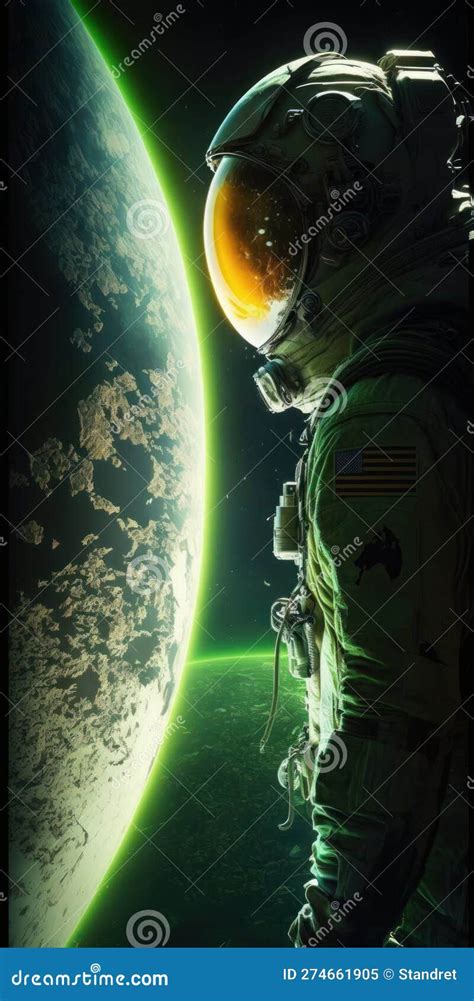 Cosmonaut in Space Suit is Discovering New Places. Beautiful ...