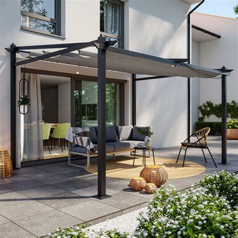 Avril Paris Tonnelle Pergola Murale En Aluminium 3x4m Anthracite