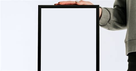 woman holding  frame  stock photo