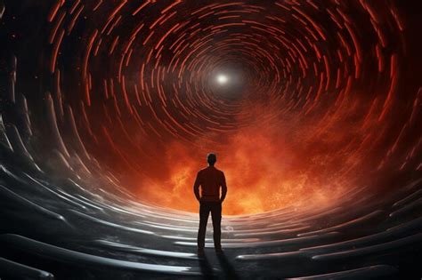 Premium Photo A Man Contemplates Life While Standing In Front Of A Vortex