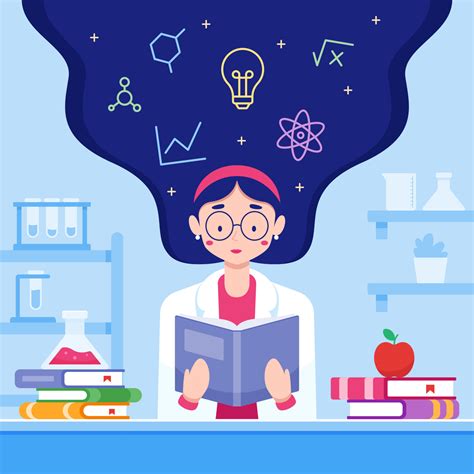 Woman With Science Mind Reading A Book 4076945 Vector Art At Vecteezy