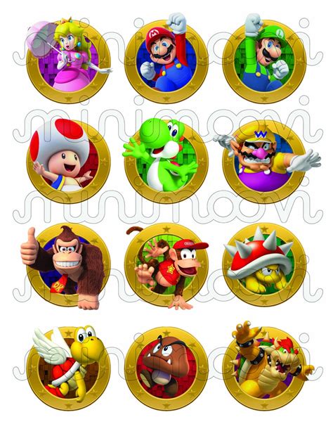 Set Of 12 Super Mario Bros Cupcake Toppers Etsy