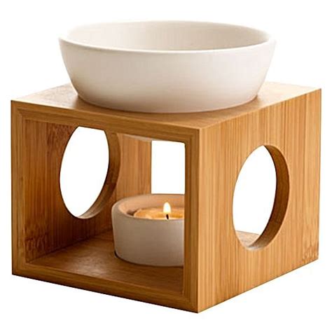 Oil Burner Set With Wood Stand By Casa Uno Ceramic Oil Burner Bamboo