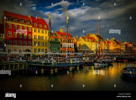 Europa D Nemark Kopenhagen Zentrum Hafen Nyhavn Neuer Hafen Stock